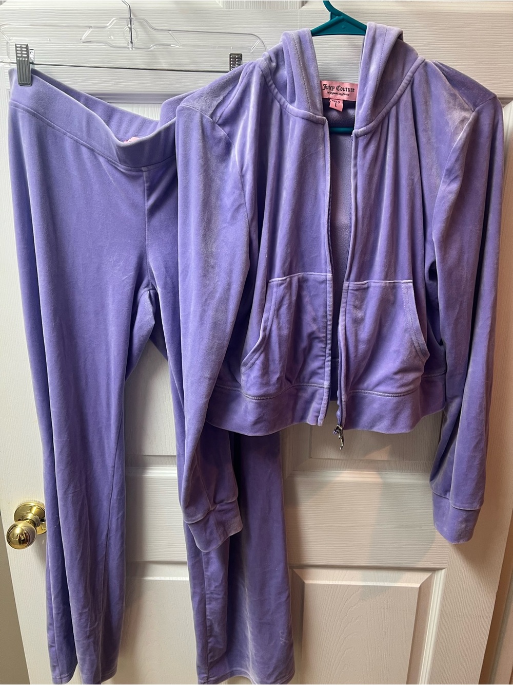 Juicy Couture Lavender Velour Zip Hoodie & Track Pants Set